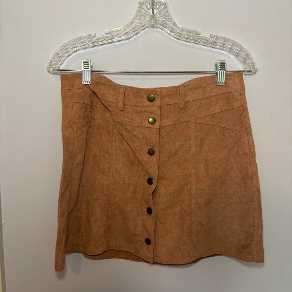 Pink Suede Button Up Skirt Size M
